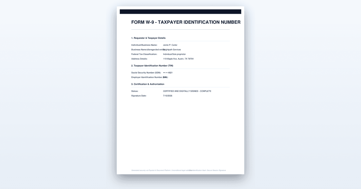 W-9 Form preview