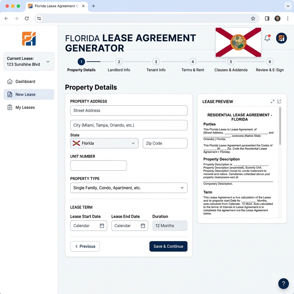 Florida Lease Agreement Mockup