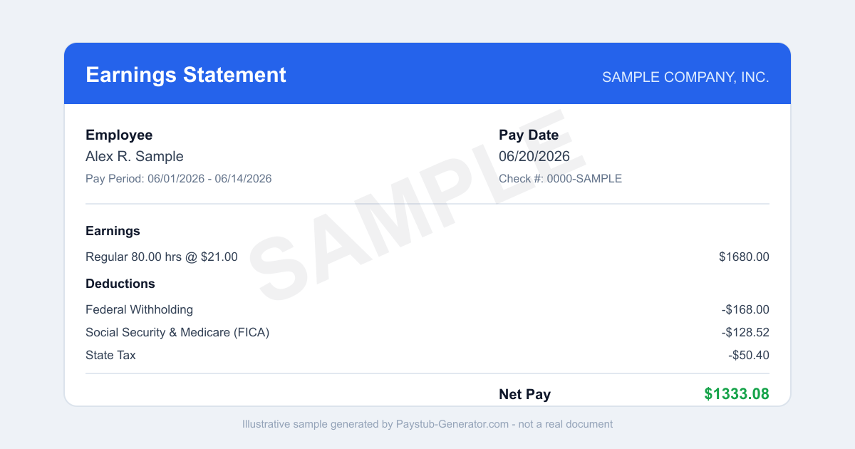 Sample WinCo Foods pay stub layout